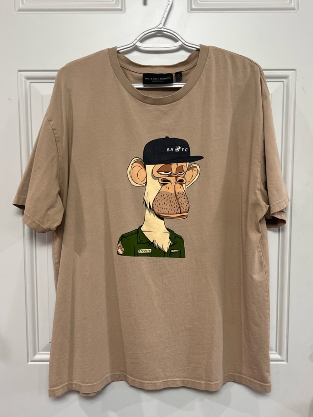 No Boundaries Graphic T Shirt Mens M Oversized Beige Ape Print Streetwear